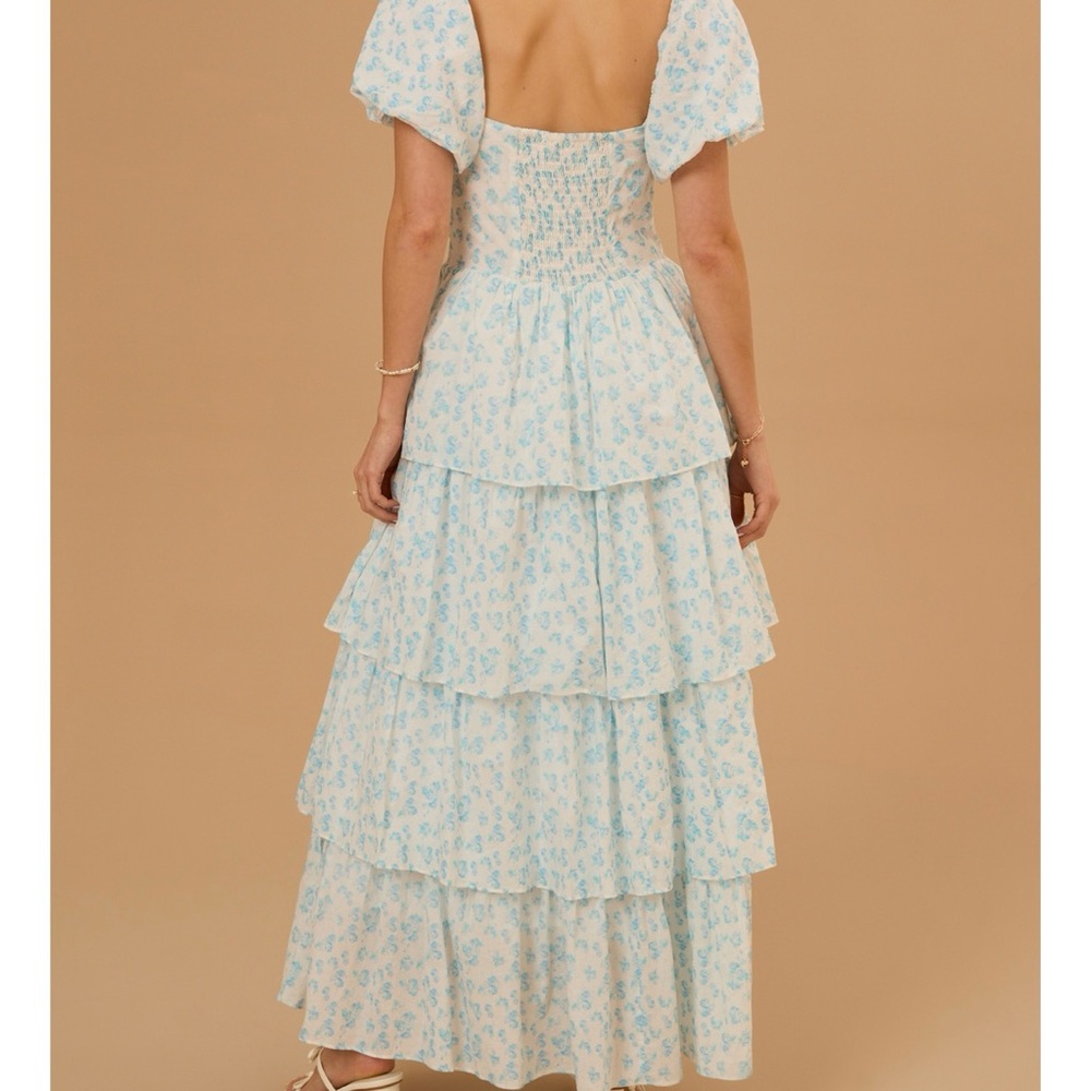 NEW Altar’d State Blue Floral Layered Maxi Dress Size Medium NWT - Picture 4 of 9